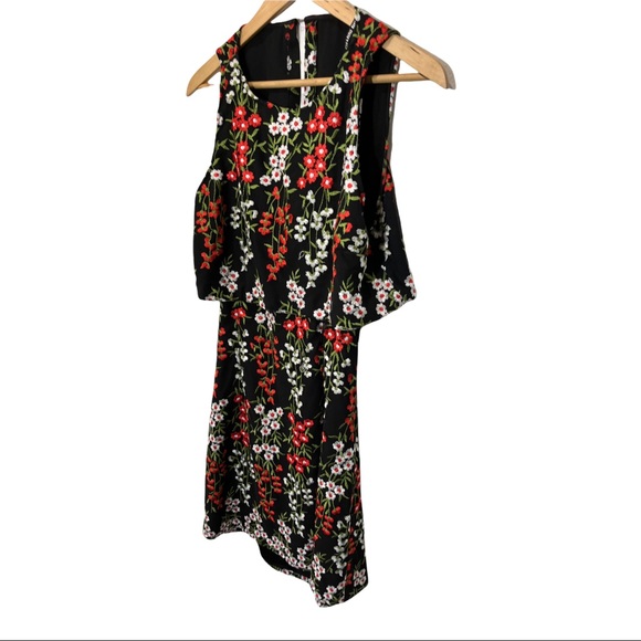 GIANNI BINI BLACK FLORAL DAISY RED GREEN EMBROIDERED SLEEVELESS DRESS - Picture 7 of 16